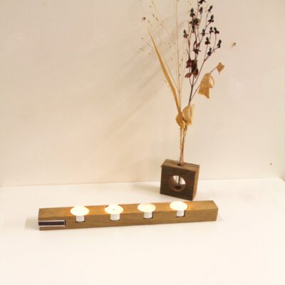 Adventskranz Holz mit Teelichtern