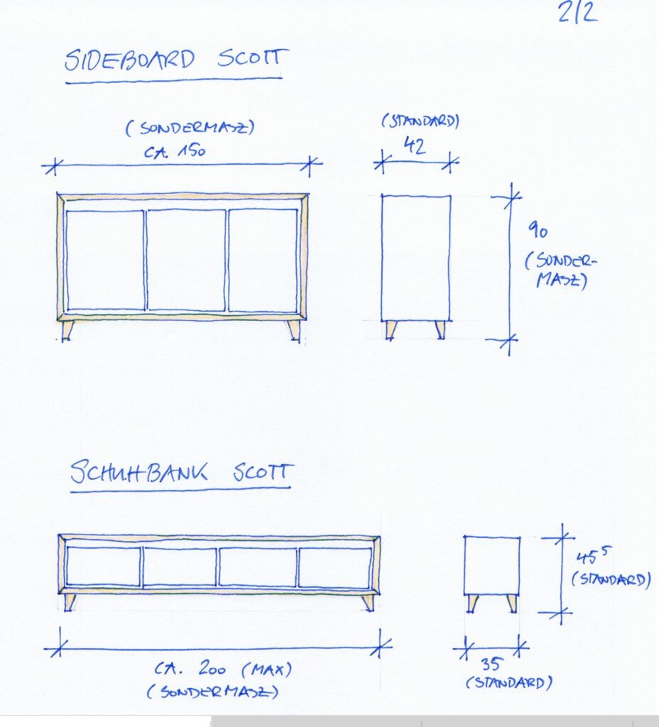 Schuhbank Scott Sonderanfertigung