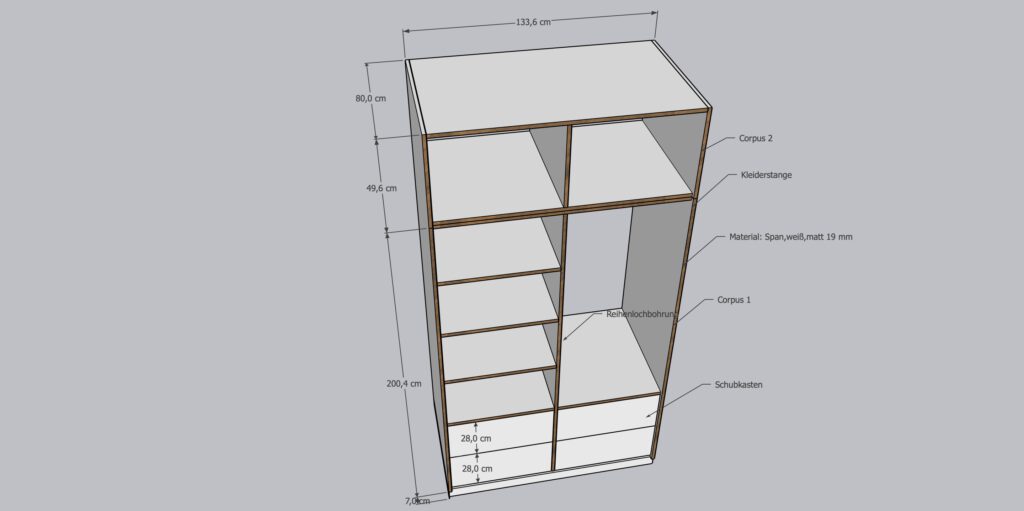 Einbauschrank Nische - Planung